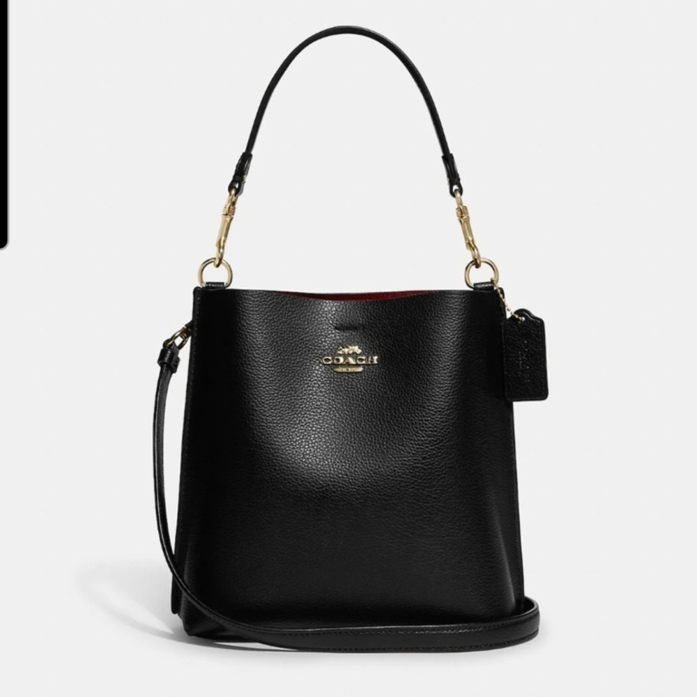 Coach Town Bucket Black Leather Shoulder Bag